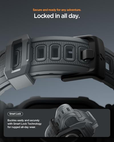 Image of Spigen Rugged Armor Pro 2 for Apple Watch Series 11 42mm Case with Strap Band, Series 10 42mm Protective TPU Cover with Strap - Matte Black