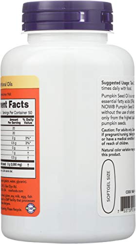 Image of Now Pumpkin Seed Oil 1000 mg 100 softgels