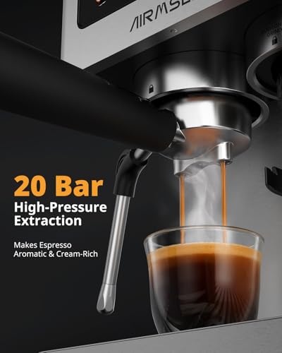 AIRMSEN Espresso Machines with Burr Grinder, 20 Bar, Milk Frother Steam Wand, Stainless Steel Coffee Maker for Home - Cappuccino Latte & Cold Brew Iced Coffee Maker & Americano - Image 4