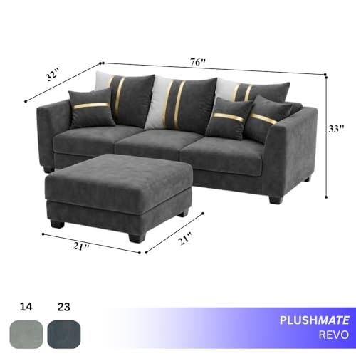 Image of Vero 4 Seater L Shape Sofa Set with Movable Ottoman | Flexible Left or Right Layout | Luxury Velvet Suede Fabric | Modern Living Room Sofa | Dark Grey