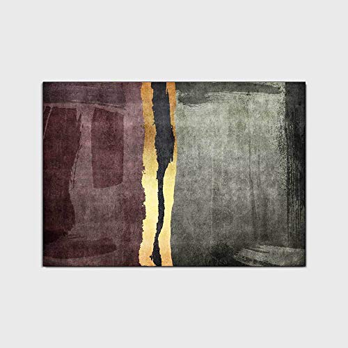 Tapis de salon doux abstrait violet et or pour une maison moderne - 3