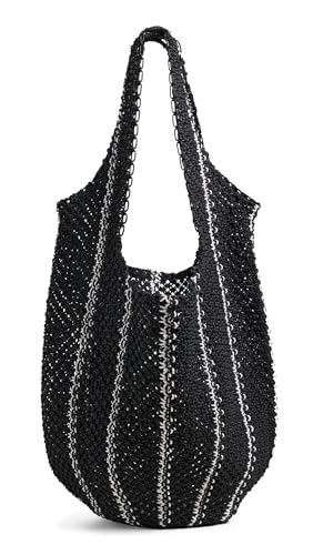 Madewell Womens The Curved Crochet Shoulder Bag Ecru Stripe One Size