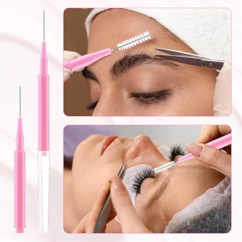 100 Stück Micro Augenbrauen Bürste Augenbrauen Pinsel Mit Kappe Tragbare Augenbrauen Lifting tools Laminier Wimpern Bürste Wimpernkamm Bürste Augenbrauen Und Wimpernlifting Werkzeuge