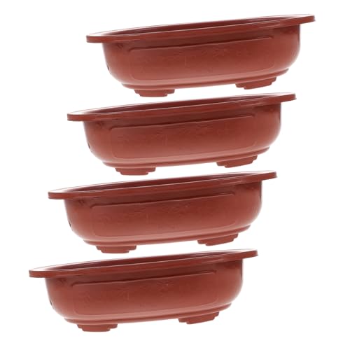 Toyvian 4pcs Thickened Bonsai Pots Durable Household Decorative Planting Containers for Use for Garden Windowsill and Patio Decor