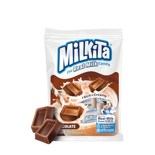 Milkita Creamy Chocolate Milk Candy – Low-Sugar Healthy Sweets with Real Milk for Kids & Adults – Fat Free & Gluten Free Candy with Calcium for Everyday Indulgence (25 Count Bag)
