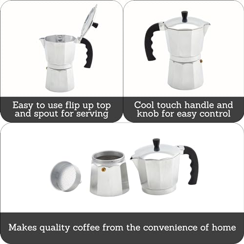 IMUSA 12-Cup Stovetop Espresso Maker, Cast Aluminum Coffee Maker, Cuban Coffee Brewer, Moka Pot Style, Portable Coffee Maker for Home, Camping, or Travel by Imusa - Image 2
