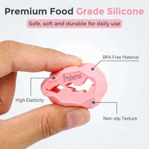 Image of Proberos Jawline Exerciser for Men & Women, 30-120LBS, 4 Levels, Pink | Food-grade silicone jaw shaper, adjustable resistance. Tones jaw, face & neck. Portable jawline toner with box.