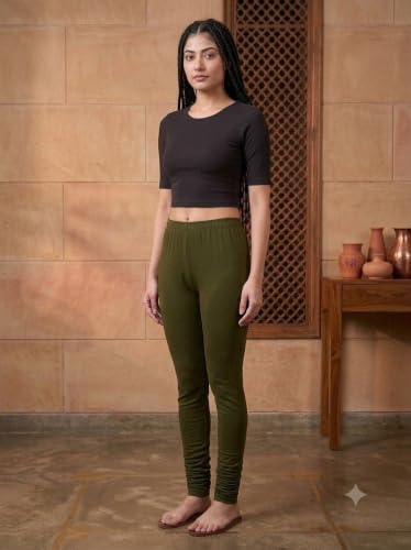 Image of Thrifty Thread Women's Cotton Full Length Leggings | Soft & Comfortable Leggings | High Waist | Regular Fit
