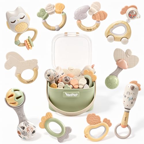 Jouet Dentition Bébé Hochet Bebe 0-3 Mois Cadeau Bebe Naissance Montessori Sensoriel Jouet Bebe 3 6 9 12 Mois (10 Pièces)