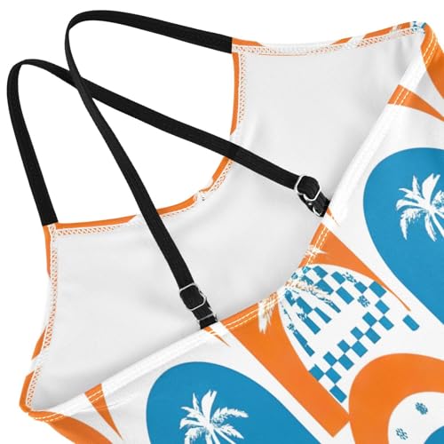 Girl Bathing Suits 3-10 Y Beach Apparel, Arch Palm Trees4