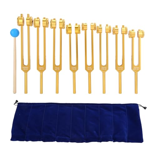 Adfaga Professional Sound Healing Tuning Fork 8pcs Set Aluminum Alloy Vibrational Frequency Tools for Meditation Relaxation Massage and Energy Balancing