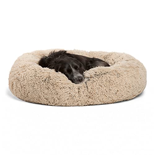 Best Friends by Sheri The Original Calming Donut Dog Bed for Medium Dogs up to 45 lbs, Shag Faux Fur, Taupe, 30 Best Friends by Sheri The Original Calming Donut Dog Bed for Medium Dogs up to 45 lbs, Shag Faux Fur, Taupe, 30