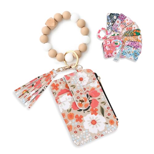 Angyape Boho Beaded Wallet Keychain Wristlet Wallet for Women Card Holder Wrist Key Chain Bracelet Small Purse Birthday Gifts