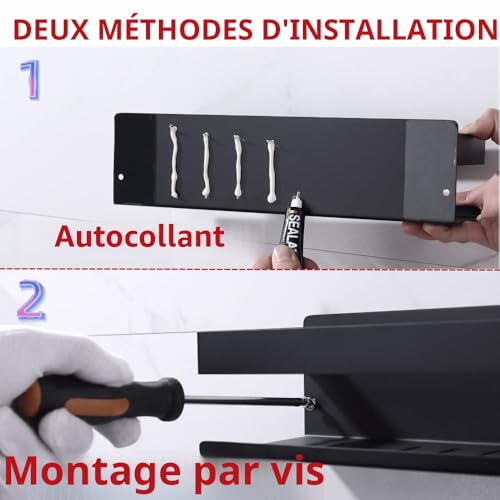 Étagère de douche sans perçage avec fixation adhésive puissante