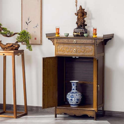 Mesa de altar de 10 pulgadas para puja con estante de almacenaje 8