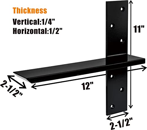 （2-Pack） Free Hanging T Shelf Bracket, Solid Heavy Duty Steel Knee Wall Hidden Granite Countertop Support Floating Bracket Hardware, Universal ,12 Inch , DIY Projects , Screws Included by PetrelWing - Image 3