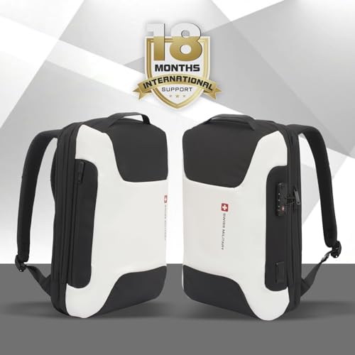 Image of SWISS MILITARY LUKE 23L 15.6 inch Laptop Backpack for Men & Women, Polyester, Padded Laptop & iPad Compartment, USB A & C Charging Port, TSA Lock, Multiple Quick Access Pockets, Keychain Holder