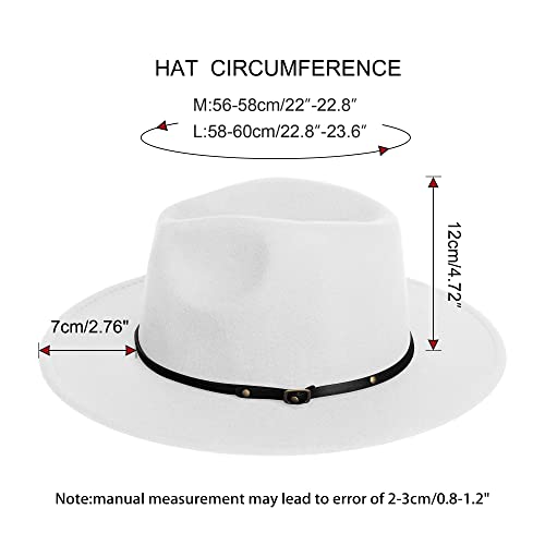 Image of Wide Brim Fedora Hats for Women Mens Felt Fedora Hats With Belt Buckle