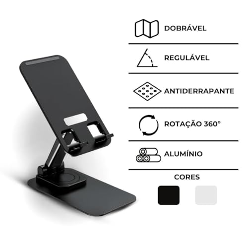 Suporte Articulado De Mesa Para Tablet E Smartphone Base Giratória de 360 graus