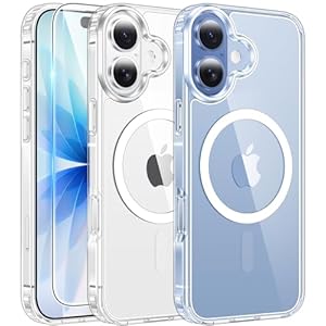 FNTCASE for iPhone 17 Case Clear: Magnetic Phone Cases with Screen Protector Drop Proof Compatible with Magsafe Slim Anti Yellowing Rugged Shockproof Protective Transparent Cell Cover (A-Clear)