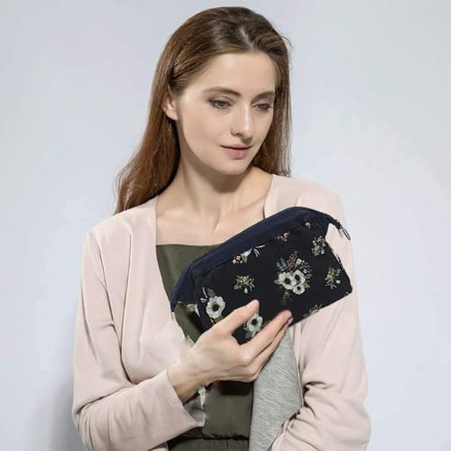 Image of Nylon Cosmetic Toiletry Pouch Waterproof Makeup Vanity Shaving Household Grooming Travel Storage Organizer Bags Pouch Kit Pack for Unisex Travel Compact Utility Design Go Black
