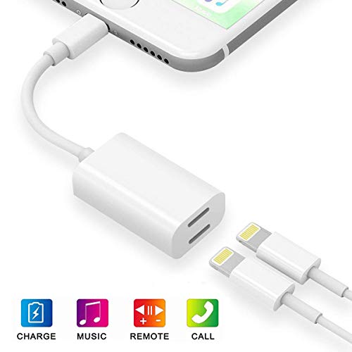 [Apple MFi Certified] Dual Lightning iPhone Splitter,2 in 1 Lightning Headphone Jack Audio