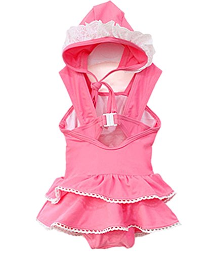 Dalary Cute Baby Girl Swimwear Bikini Bathing Suits With Hat (5T, Pink) #TOP1
