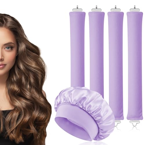 AOOWU Heatless Curls Band 5 Stück, üBer Nacht Overnight Blowout Locken Ohne, Neu Lockenwickler Locken Ohne Hitze, Diy Overnight Curls Gummi Hitzefreier Lockenwickler Locken für Mittleres Langes Haar