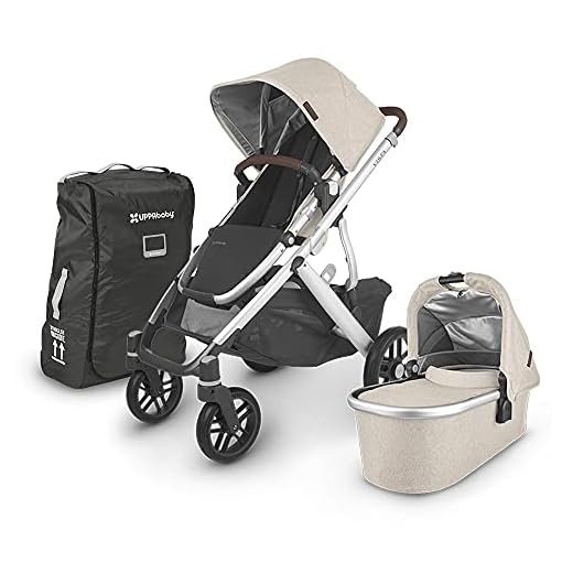 UPPAbaby Vista V2 Stroller - Declan (Oat Melange/Silver/Chestnut Leather) + Travel Bag for Vista, V2, Cruz, V2