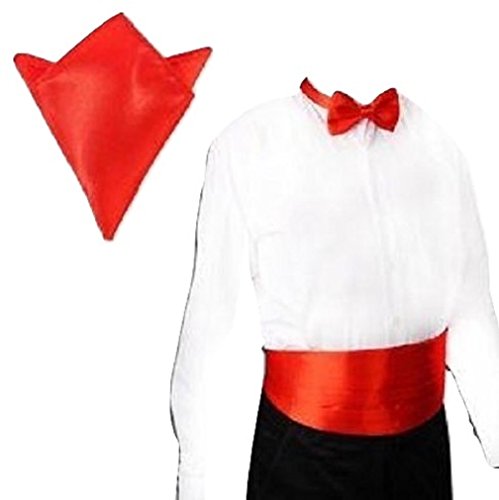 L&Cnew Italian Satin Cummerbund And Bow Tie And Hanky Set 30 Colors Event Gift (Red Orange) #TOP1