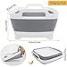 Yummy Sam Collapsible Dish Basin 9L(2.4Gallon) with Draining Plug Foldable Food Strainers Over The Sink Colander Fruits Drainer Basket Vegetable Space Saving Kitchen Storage Basket (Grey)