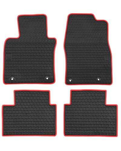 Megiteller Car Floor Mats Custom Fit for Mazda 3 2026 2025 2024 2023 2022 2021 2020 2019 /Mazda CX-30 2019-2026 Odorless Washable Heavy Duty Rubber (All Weather) Floor Liners Christmas Red