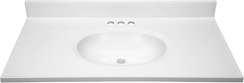 Miniatura 231 de Top de tocador de mármol cultivado de 19 pulgadas con protector contra salpicaduras, embalaje mejorado, remolino de marfil - Design House, 586263