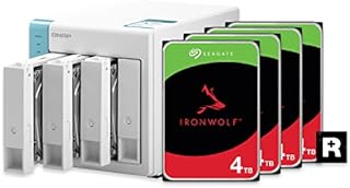 QNAP 4 Bay Home NAS with 4TB Storage Capacity, Preconfigured RAID 5 Seagate IronWolf Drives Bundle,with Two 1GbE Ports (TS-431K-44R-US)