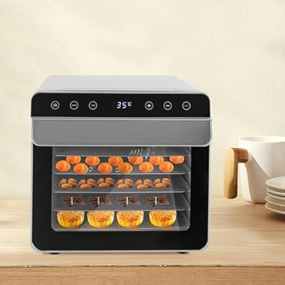 HarBin-Star Dürrautomaten, Edelstahl Dörrautomat, 700W Food Dehydrator mit 6 Edelstahl-Dörrtablett und Rezeptheft, 24 Std, LED-Display Dörrgerät Temperatur Einstellbar 35-85°C/95-185℉ – Bild 8