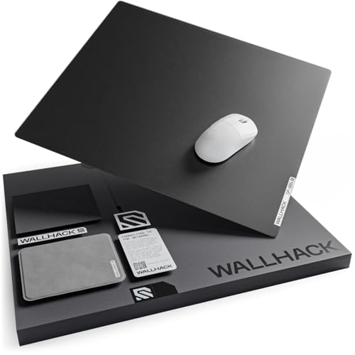 Wallhack SP-004 Glas Gaming Mousepad Professionelles Esport mit Spezialoberfläche für maximale Geschwindigkeit und Kontrolle,großes GlasPad vollständiger Silikonbasis - Schwarz,XL 49 cm x 43 cm