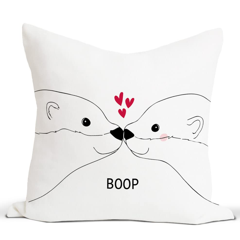 RusenbaoCute Otter Boop Throw Pillow Covers Decorate Girlfriend Boyfriend Room,18x18 Inch Pillowcase,Gifts for Long Distance Relationship Girlfriend Boyfriend Couple