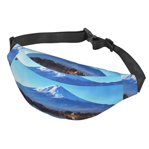富士山 河口湖 鏡の湖面 ウエストポーチ ウエストバッグ ランニングポーチ 軽量 大容量 防水 ボディバッグ 斜め掛け 収納 多機能 アウトドア スポーツ サイクリング 旅行 学生 薄型 おしゃれ メンズ レディース