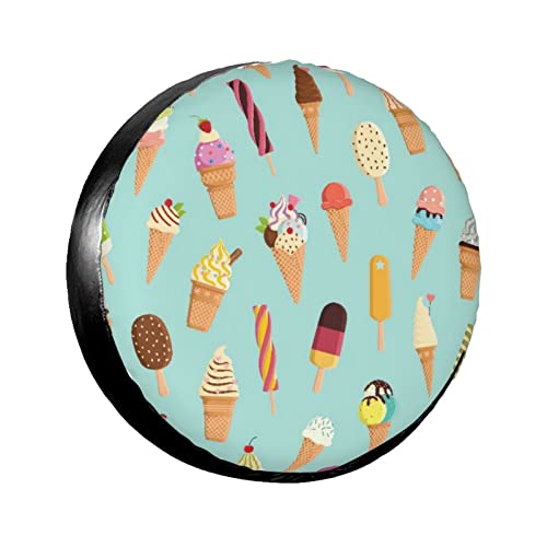 747 Rueda Cubierta Protectora Patrón De Coloridos Conos Y Paletas Heladas Weatherproof Cubierta para Rueda De Repuesto UV-Proof Funda para Neumáticos para Camionetas Casas Rodantes Vehículos 14inch