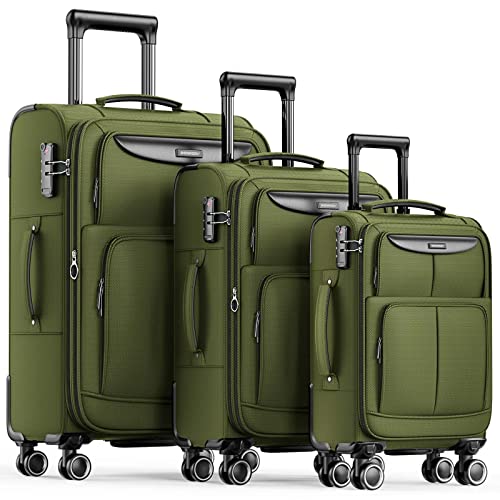 SHOWKOO Luggage Sets 3 Piece Softside Expandable