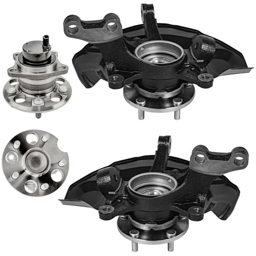 Image of Detroit Axle - FWD Front Steering Knuckles Rear Wheel Hub Bearings Replacement for 2004 2005 2006 2007 Toyota Highlander 3.3L