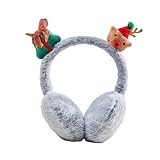 [RUIXIA1] イヤーマフ 子供 防寒 耳あて キッズ クリスマス サンタ イヤーマフ 可愛い ふわふわ キッズ 耳カバー 伸縮 保温 アウトドア スキー 耳あて 自転車 通園 通学 お出かけ 雪遊び 小学生 プレゼント ピンク グレー