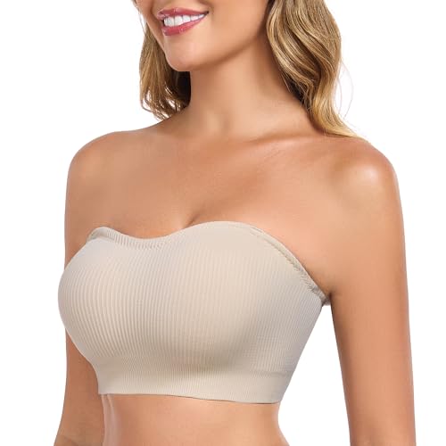 OBICUM Strapless Bras for Women Non-Slip Silicone Push Up Padded Bandeau Bralette Tube Top Bra