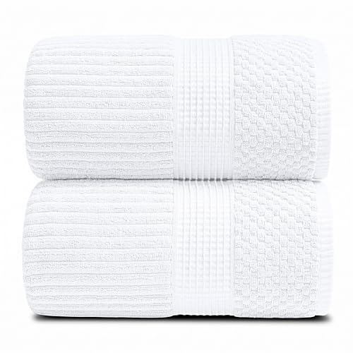 Springtree Home Oversized Bath Towel Set | 2-Pack | 100% Cotton | White