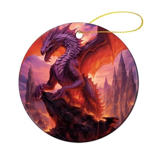 Flame Dragon.png - Colgante redondo de cerámica para árbol de Navidad, para decoración del hogar, fiesta, 4 unidades