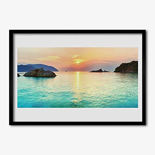 Affiche encadrée 70x50 cm Sun Rocks Paysage de mer cadre MDF Tulup