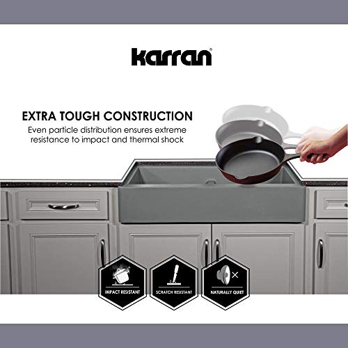 Karran Farmhouse Apron Front Quartz Composite 34 In. Double Bowl Kitchen Sink In Brown #TOP5