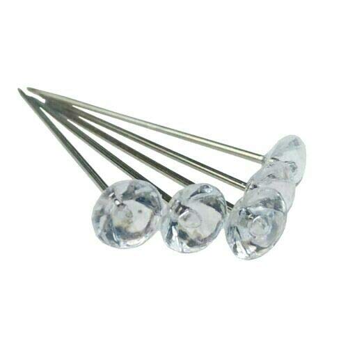 EliteKoopers 6cm Clear Diamante Diamonte Pins For Florist Bouquet, Corsage Dress Making, Crafts etc.
