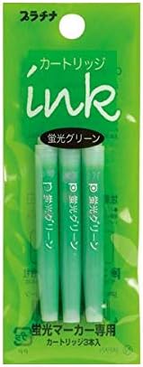【美浜通商】（まとめ） プラチナ 蛍光マーカープレピー専用カートリッジ グリーン SPKS-150N#90 1パック（3本） 【&times;5