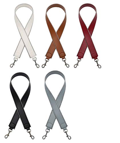 Manual Bead Edge Strap Shoulder Strap Unadjustable Replacement Strap Pu Leather Strap For Handbags Strap Purse Bag Strap (White-Silver) #TOP5